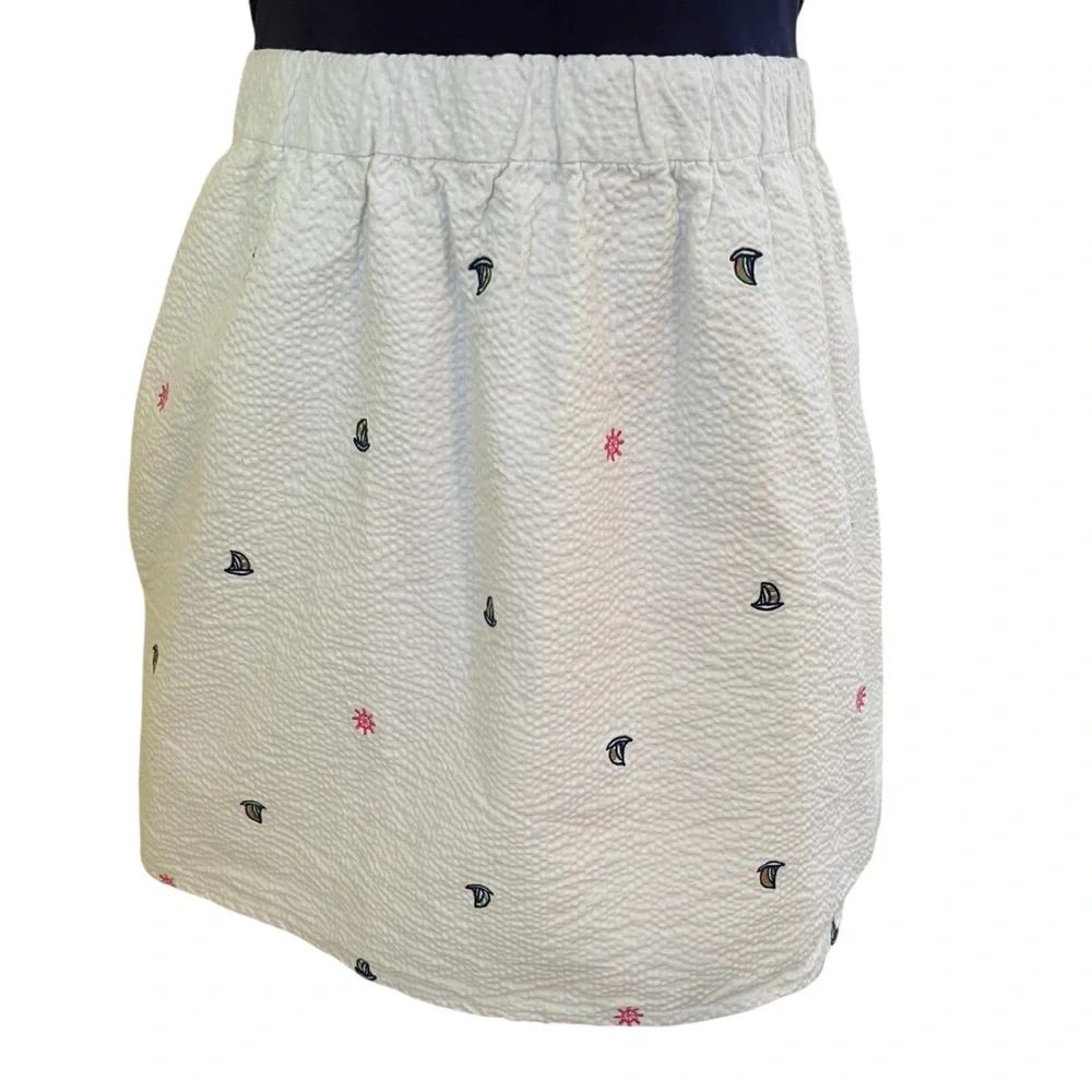 Lilly Pulitzer Navy Knit/White Seersucker "Quinn" Let it Rip Halter Mini Dress S - Picture 4 of 10
